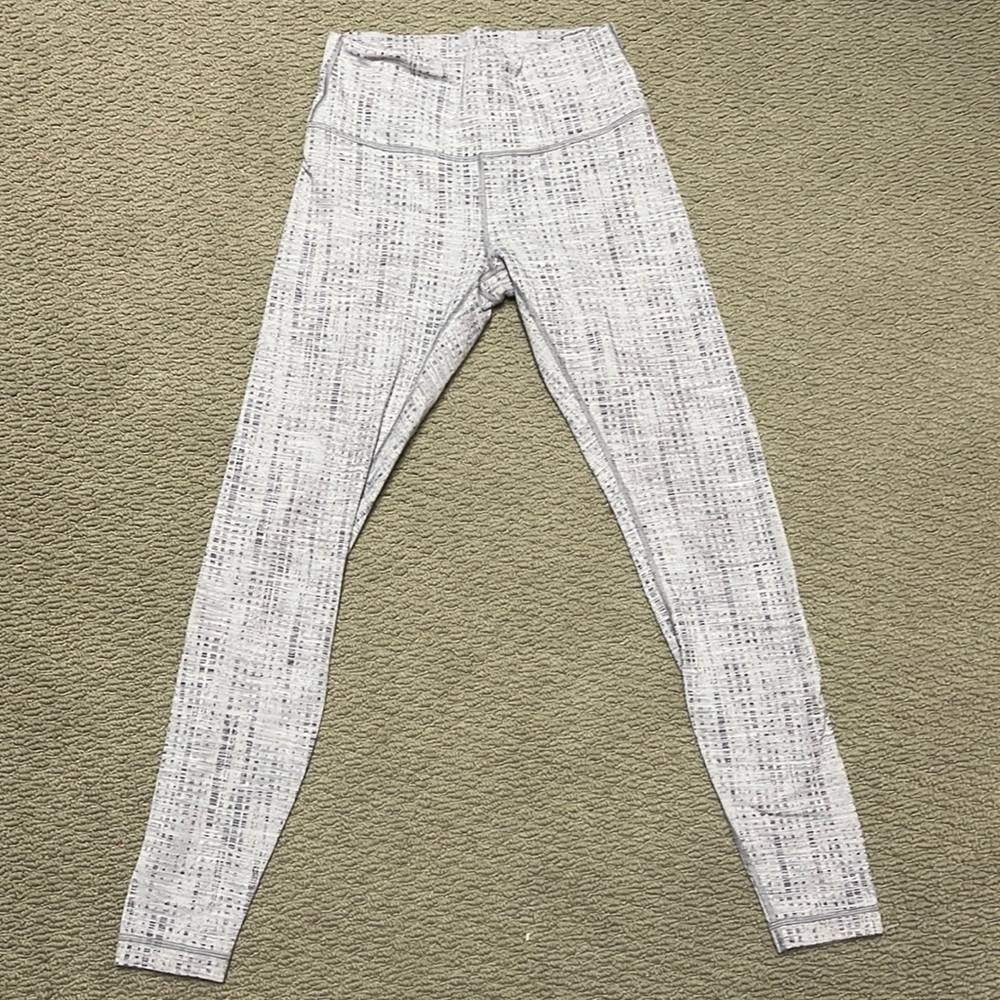 Lululemon plaid pattern white leggings